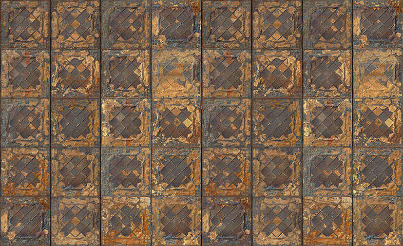 NLXL Tapete Brooklyn Tins 08 Vlies-Tapete in Weiß, Gold und Braun mit geometrischem Vintage-Design - Bild 1