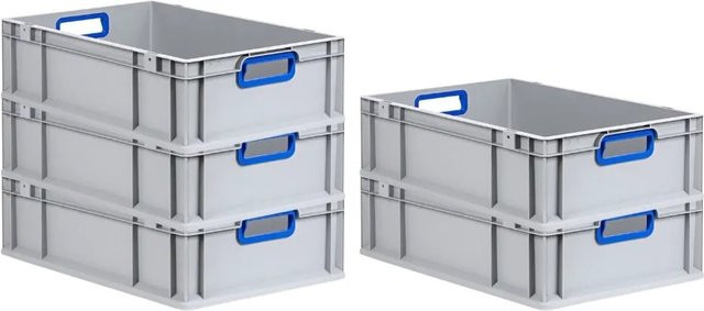 PROREGAL Spar Set 5x Eurobox Nextgen Color Transportboxen mit Griffen, Blau, H x B x T: 17 x 40 x 60 cm, 34 Liter, Glatter Boden - Bild 1