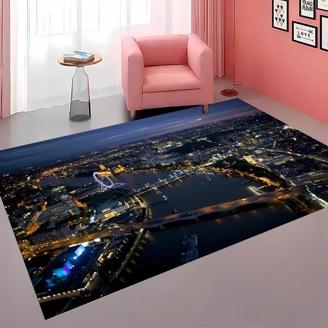 Karpetti Teppich mit England London Landschaftsmotiv, rutschfest und waschbar, Mehrfarbig, Breite: 80 cm, Tiefe: 50 cm - Bild 1