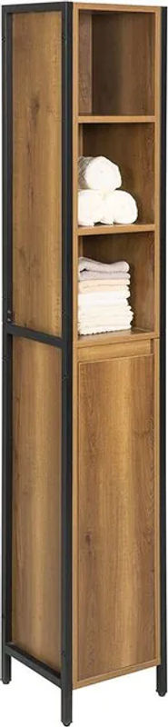 SoBuy Badezimmer-Hochschrank BZR62-PF in Vintage Braun mit 3 offenen Fächern und 1 Tür, H x B x T: 168 x 30 x 28 cm - Bild 8