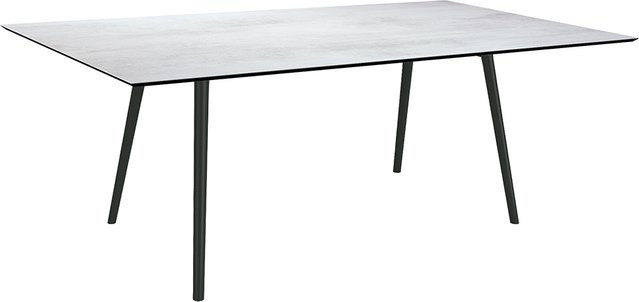 Stern Tisch Interno mit Silverstar 2.0 Zement hell Tischplatte, Gestell aus konischem Rundrohr Aluminium schwarz matt, B: 180 cm, T: 100 cm - Bild 1