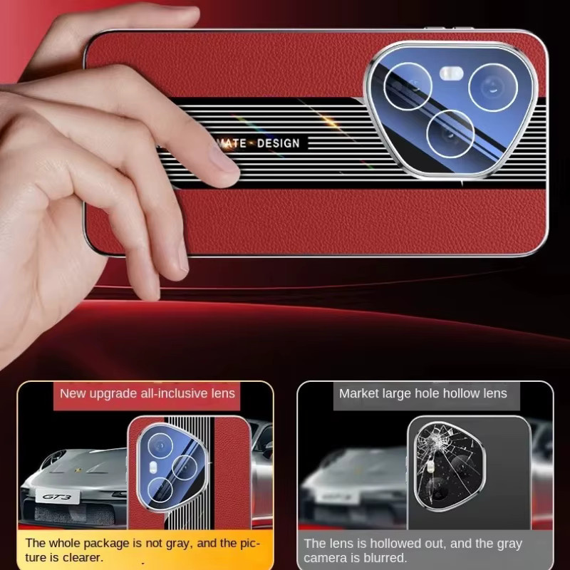 Luxuriöse Leder-Handyhülle für Honor 400 Pro in Schwarz mit plattiertem Kameraobjektiv-Schutz - Bild 3
