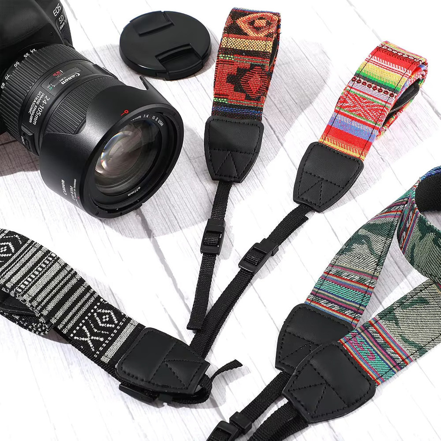Verstellbarer Vintage-Kameragurt aus gewebtem Material für DSLR-Spiegelreflexkameras, Mehrfarbig - Bild 2