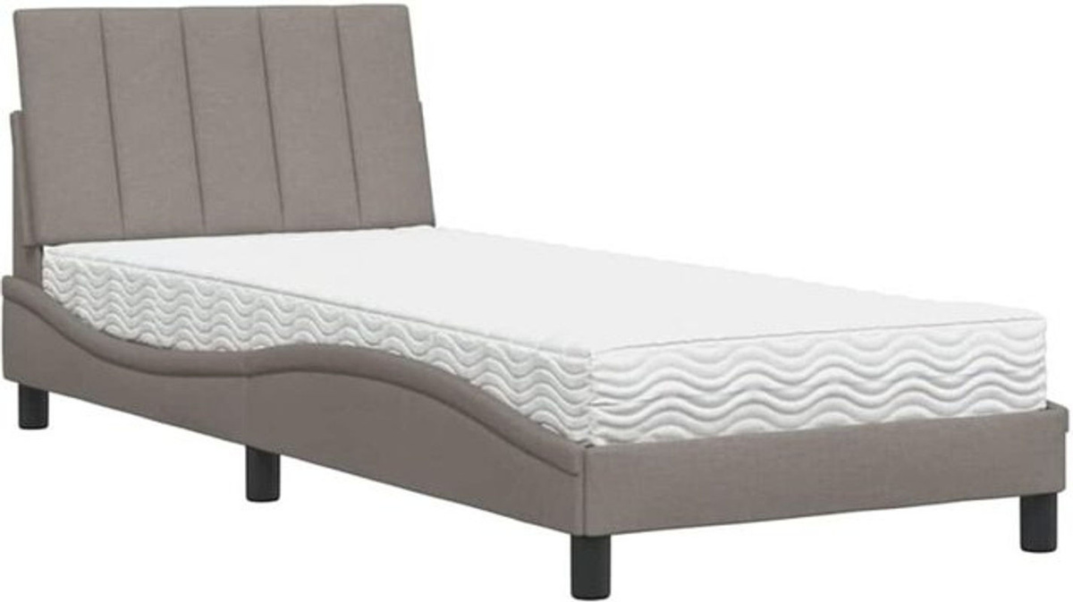 Polsterbett Hanko von Vidaxl mit Matratze in Taupe meliert und Weiß, Stoff und Metall, B/T: 90 x 200 cm - Bild 1