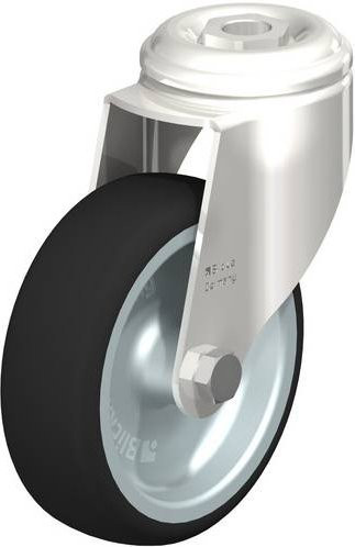 Blickle LKRXA-PATH 101G Lenkrolle aus Edelstahl und Kunststoff in Grau und Schwarz mit 100 mm Rad-Durchmesser und 120 kg Tragfähigkeit - Bild 1