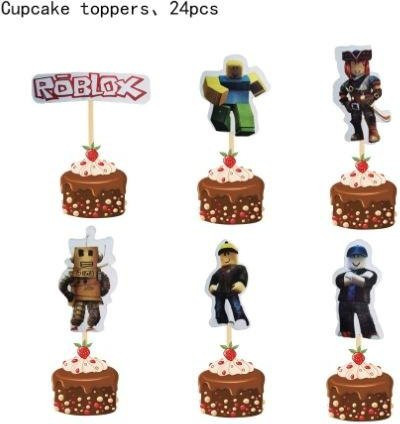 Discover Intime Roblox Geburtstag Kuchenaufsatz und Cupcake-Deko Set, Mehrfarbig, aus Papier - Bild 1