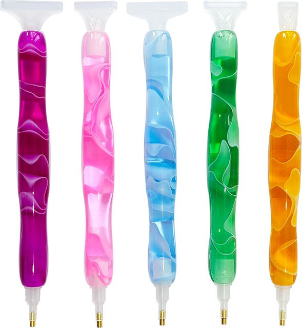 Diamant-Malerei-Stift-Set aus Kunstharz in Blau und Multicolour mit 5 Spitzen für deine Diamant-Kunstwerkzeuge - Bild 1