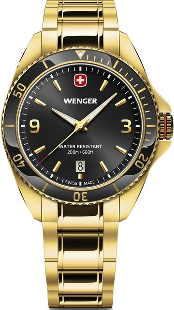 Wenger Herrenuhr, Quarz, Edelstahl, Schwarz, 40 mm, 20 ATM - Bild 1