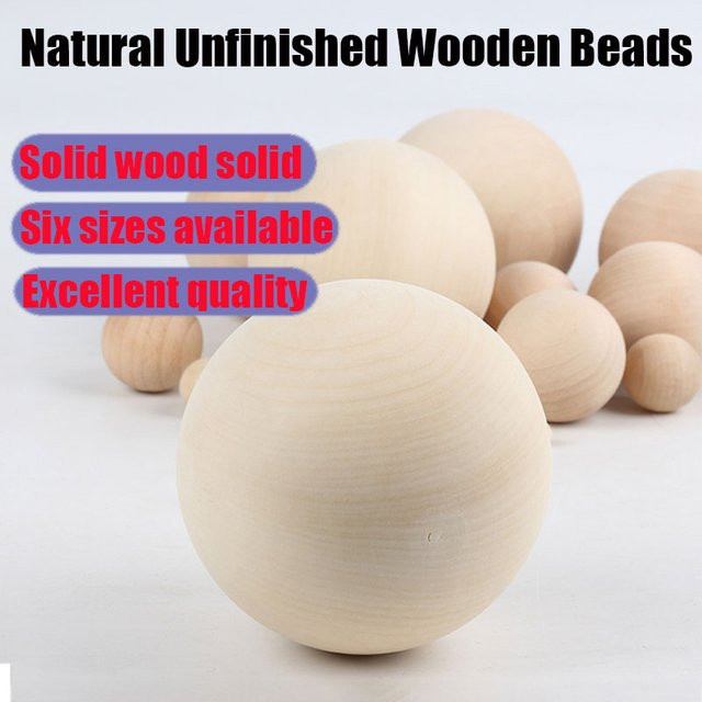 Runde Hartholzperlen aus Naturholz ohne Loch für Bastelzubehör, unvollendet, Multicolor, Durchmesser: 15 mm bis 40 mm - Bild 1