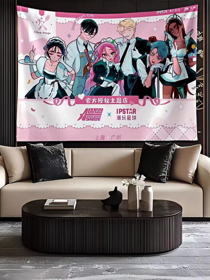 VIKAMA Alien Stage Maid Cafe Wandteppich Anime Dekorationsstoff, Mehrfarbig, Breite: 40 cm, Höhe: 40 cm - Bild 5