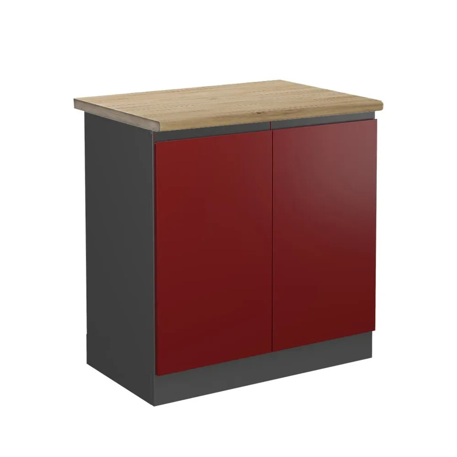 Vicco R-Line Spülenunterschrank Küchenunterschrank in Rot/Anthrazit mit Eiche-Optik, B/T/H: 80 x 60 x 81,6 cm - Bild 2