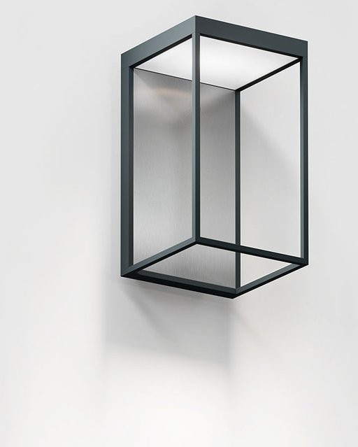 IP44.DE LED-Wandleuchte in Anthrazit mit gebürstetem Stahlcover und Glas für Up-Down-Beleuchtung - Bild 1