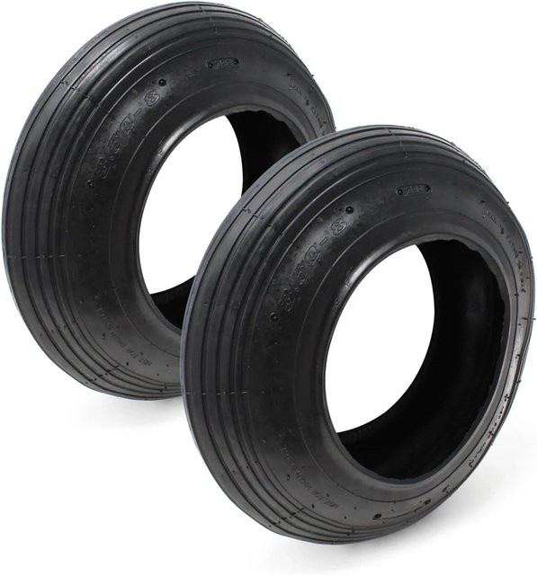 Wiltec 2er Set Reifenmantel 3.50-8 in Schwarz für Schubkarren mit einer Traglast von 130 kg - Bild 1
