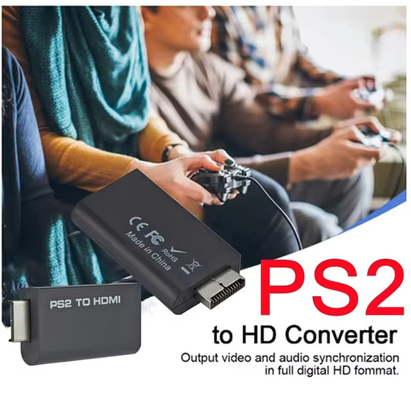 Kebidumei PS2 zu HDMI Konverter-Adapter in Schwarz mit 3,5-mm-Audiokabel für Retro-Gaming, unterstützt 480i, 480p und 576i Anzeigemodi - Bild 2