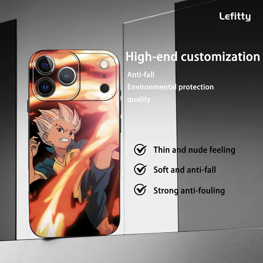 Inazuma Eleven S Anime Handyhülle für iPhone 11 bis 17 Pro Max Plus Mini, Schwarz Frosted Soft Shell - Bild 2