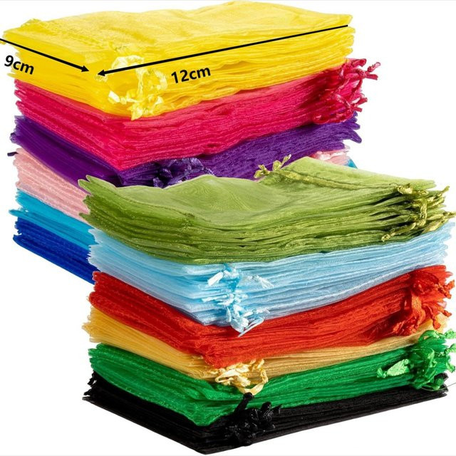 50 Stück Organza-Beutel in Mehrfarbig und Weiß zur Schmuckverpackung und Geschenkaufbewahrung für Hochzeiten - Bild 1