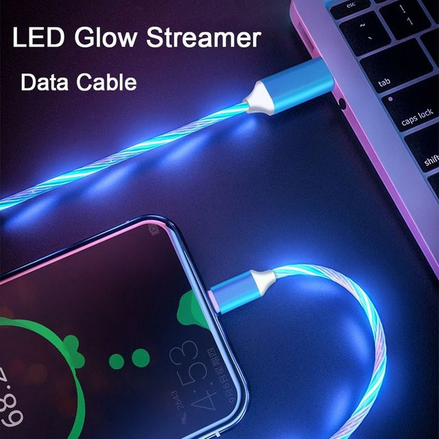 Leuchtendes USB-C-Schnellladekabel für Mobiltelefone in Weiß - Bild 1