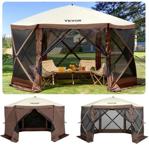 VEVOR Faltpavillon Pop-up Camping-Überdachungszelt mit Netzfenstern, B/T: 3,05 x 3,05 m - Bild 1