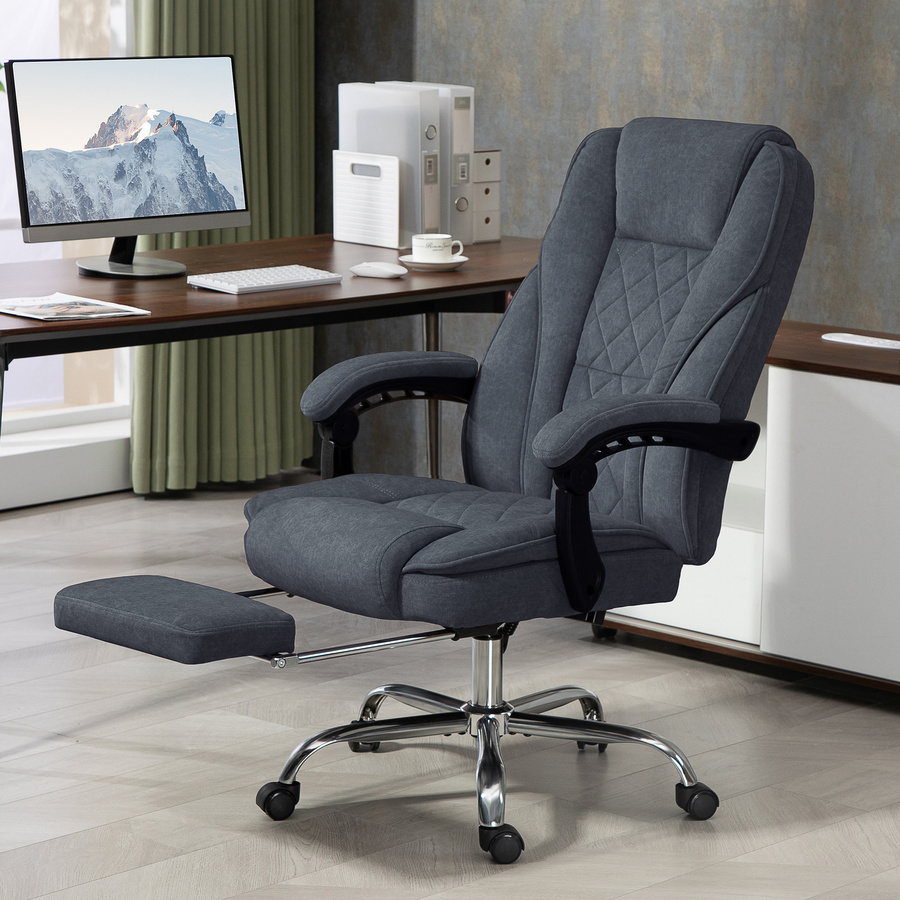 Vinsetto Ergonomischer Massagesessel und beheizter Bürostuhl von Aosom in Grau mit ausziehbarer Fußstütze und 360-Grad-Drehung - Bild 2