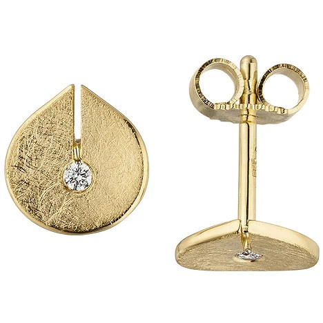 Colfem Ohrstecker 585 Gelbgold, eismatt, 2 Diamanten, Brillanten, Unisex - Bild 1