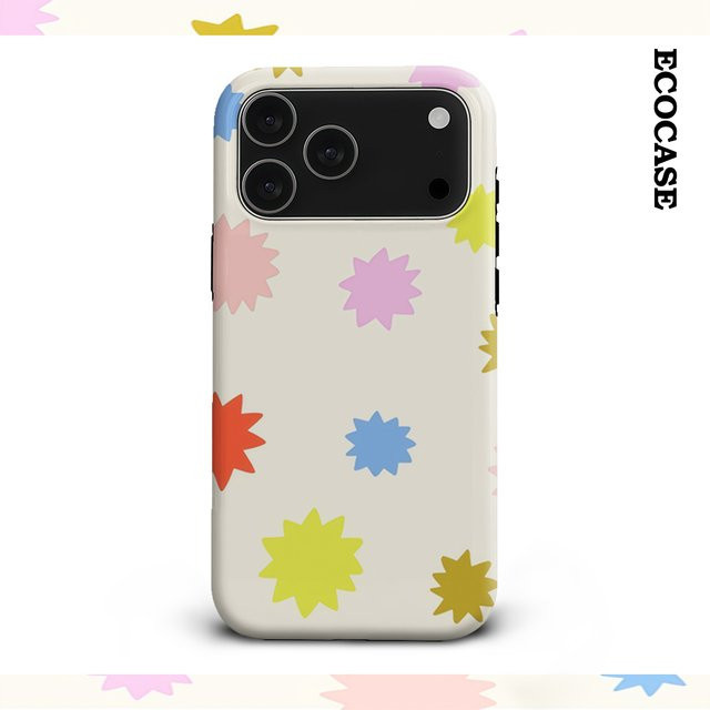 Bunte Starbursts Handyhülle für Apple iPhone 17 16 15 14 13 12 11 Pro Max Plus mit doppelschichtiger Rückseite in Multicolour - Bild 1