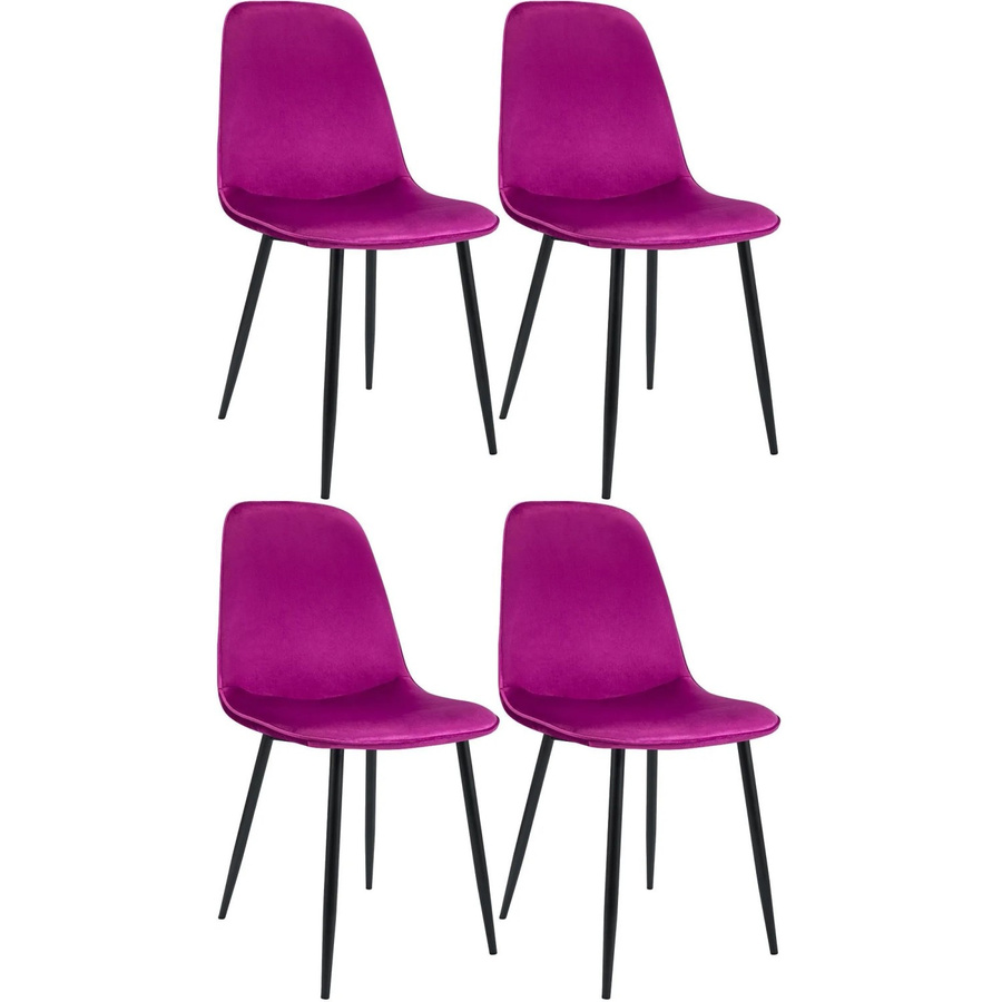 4er Set Esszimmerstühle DELUKE RAZON aus Samt in Lila, B/T/H: 45 x 54 x 88 cm - Bild 2
