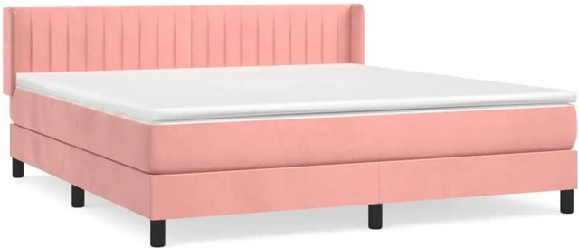 vidaXL Boxspringbett mit Matratze in Rosa, Hybrid-Bett mit Taschenfederkern aus Samt, B/T: 160 x 200 cm - Bild 1