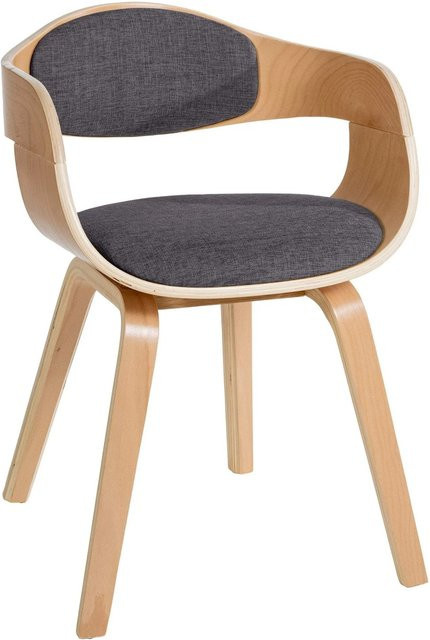 DELUKE Besucherstuhl LONDON Konferenzstuhl aus Stoff und Holz in Hellgrau, H x B x T: 73 x 49 x 46 cm - Bild 1