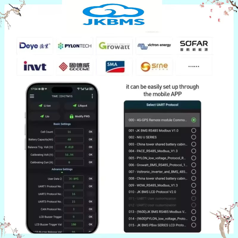 JIKONG JK Inverter BMS mit aktivem Ausgleich 2A für 8S bis 16S LiFePo4 Li-Ion LTO Batterien 24V 48V 200A 300A - Bild 3