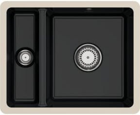 Villeroy & Boch Unterbauspüle Subway in Pure Black mit Ablaufgarnitur und Handbetätigung, Breite: 60 cm - Bild 1