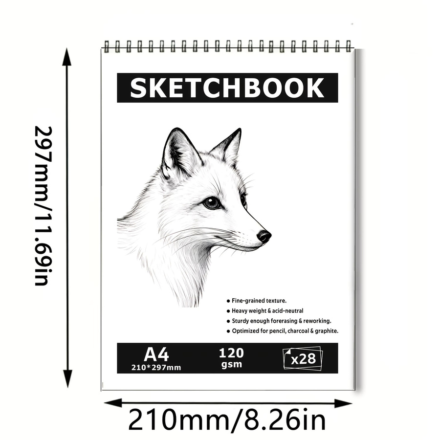Spiralgebundenes Skizzenbuch mit Fuchs-Design, 28 Blatt weißes Papier für Künstler und Zeichner - Bild 2