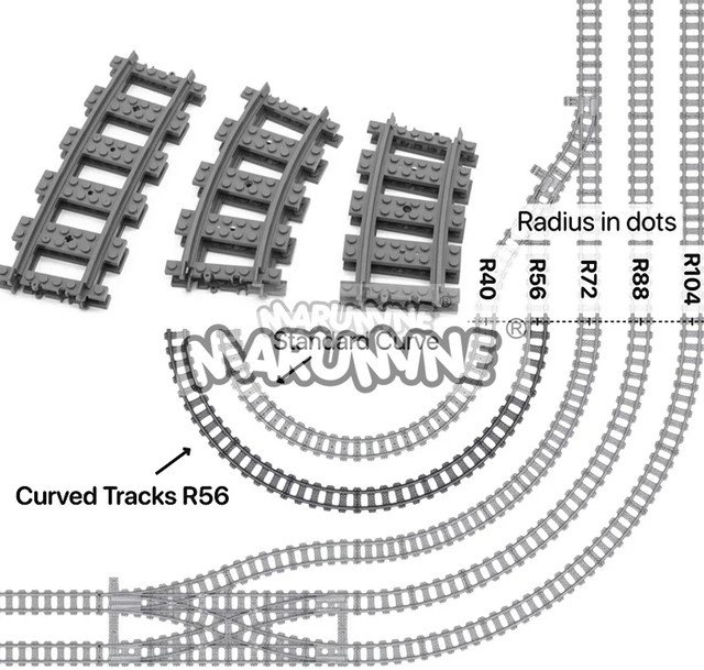 MARUMINE MOC City Bricks Train Flexible Bausteine Eisenbahnkurve, Zubehör - Bild 1