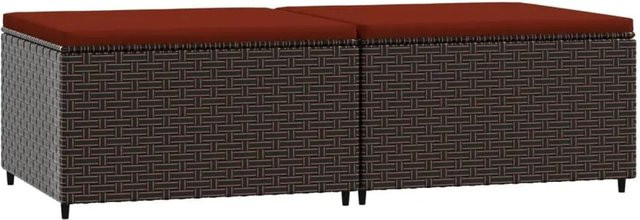 vidaXL Gartenhocker Set aus Poly Rattan mit Kissen in Braun - Bild 1