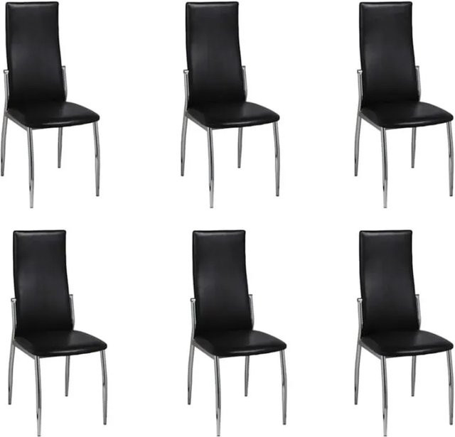 6er Set Esszimmerstühle von vidaXL in Schwarz aus Kunstleder im modernen Design - Bild 1