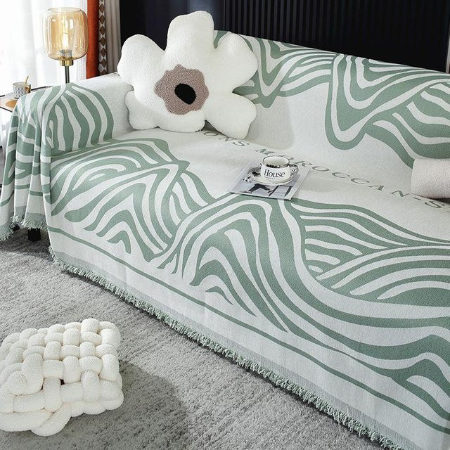 Yiran Furniture Chenille Sofa Überwurf in Grün, universelle dekorative Sofadecke für das Wohnzimmer, B/T: 180 x 130 cm - Bild 1