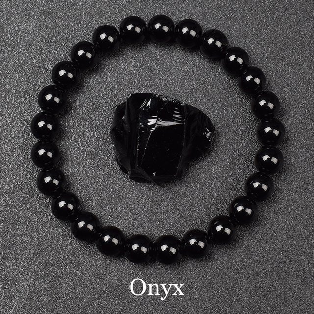 QLDDDstar Armband, schwarzer Achat, Naturstein, Unisex - Bild 1