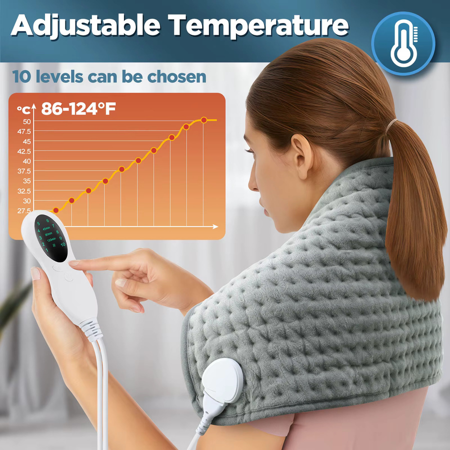 Elektrisches Heizkissen von AFDEAL für Nacken und Schultern mit 10 Temperaturstufen, waschbare Wärmematte für Homeoffice und Freizeit - Bild 4