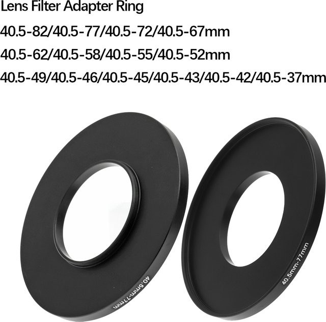 Kameraobjektivfilter Step Up/Down Adapterring Montageset für DSLR-Kameras in Schwarz und Silber (40,5-82 mm, 40,5-77 mm, 40,5-72 mm, 40,5-67 mm) - Bild 1