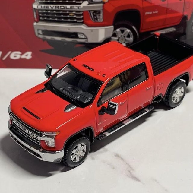 Linyi toy car Silverado HD Pickup, Modellauto, 1:64, Metall, Rot, ab 14 Jahren - Bild 1