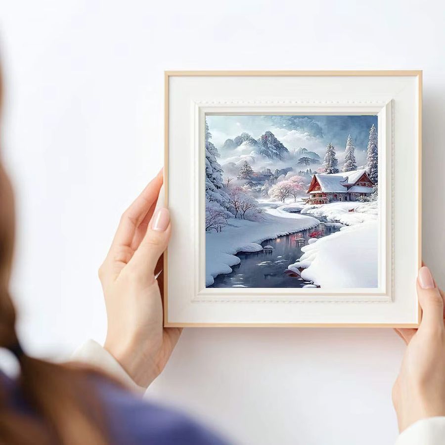 HUACAN Diamantmalerei Winter Wunderland Landschaft Gemütliche Kabine 5D DIY Diamant Stickerei Kit mit Vollbohrer Mosaik Bild in Multicolor - Bild 2