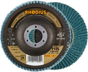 RHODIUS ALPHAline LSZ F3 Fächerschleifscheibe Blau Durchmesser: 115 mm, Bohrung: 22,23 mm, Körnung: K40 - Bild 1