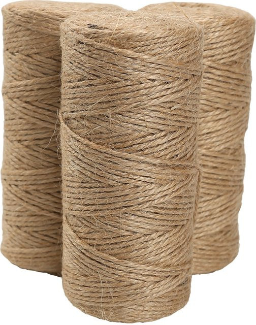 3 Rollen Juteschnur Beige, 100 m x 2 mm gedrehtes Makramee-Seil für DIY-Handwerk und Geschenkverpackungen - Bild 1