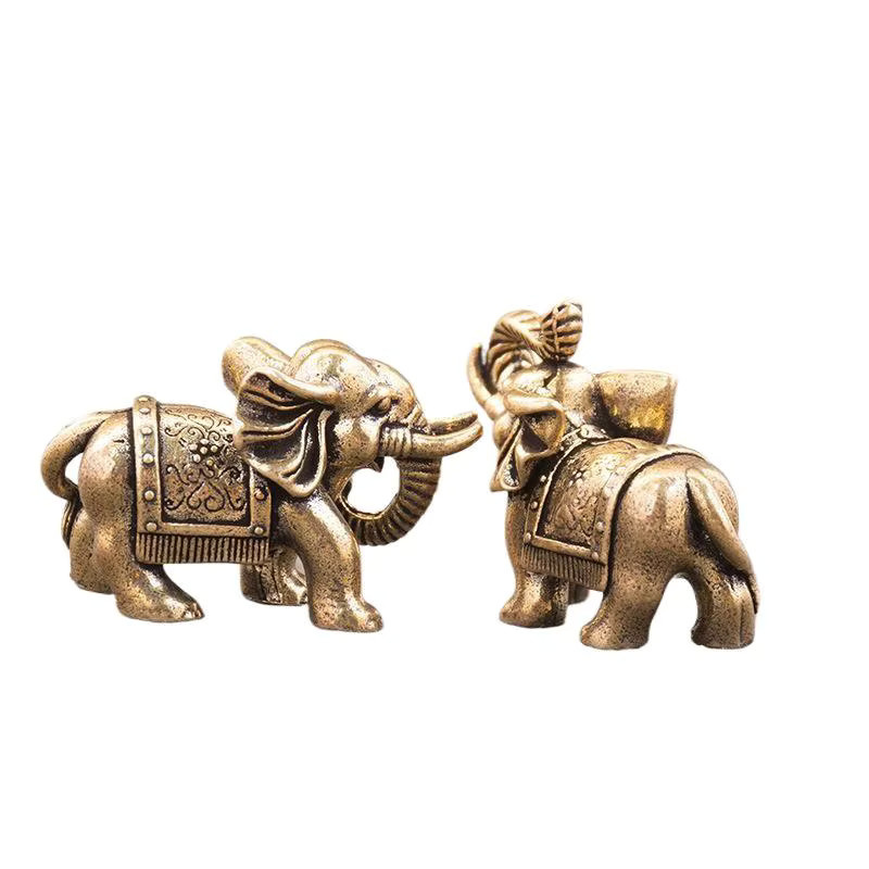 JETTING Miniaturfigur Glückselefant aus Messing in Bronze und Gold als antike Tierstatue - Bild 2