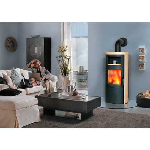 Hark Vito WW GT ECOplus Kaminofen wasserführend in Creme/Beige mit Ofenkacheln aus Keramik, 14 kW - Bild 3