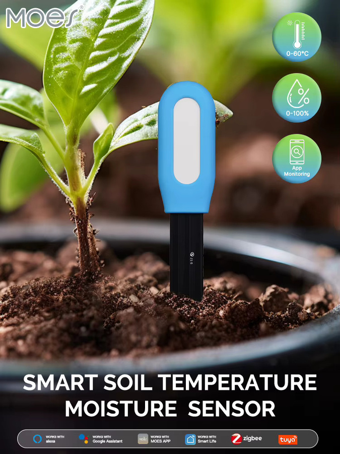 MOES Tuya Smart ZigBee Boden Temperatur und Feuchtigkeit Sensor mit Echtzeit-Monitor und Sprachsteuerung - Bild 5