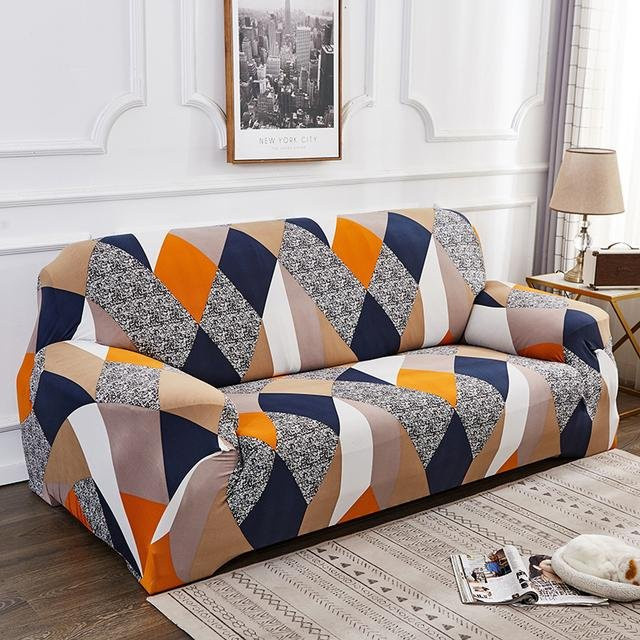 Yiran Furniture Stretch-Sofabezug mit modernem Grafikmuster, schmutzabweisend und elastisch, Mehrfarbig, Breite: 140-180 cm - Bild 1