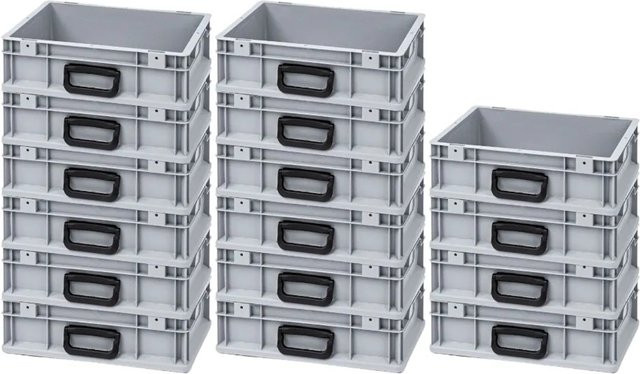 PROREGAL Spar Set 16x Eurobox Nextgen Portable Uno Transportbehälter Grau H x B x T: 12 x 30 x 40 cm - Bild 1