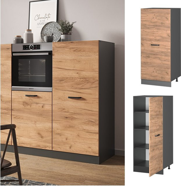 Vicco R-Line Backofenumbauschrank Küchenschrank in Anthrazit und Eiche mit 60 cm Breite - Bild 1