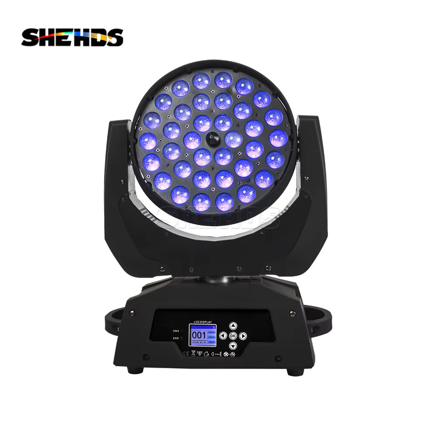 SHEHDS Moving Head Wash LED RGBWA+UV 36x18W mit Zoom und Button-Version für DJ und Bühnenbeleuchtung, Schwarz - Bild 2