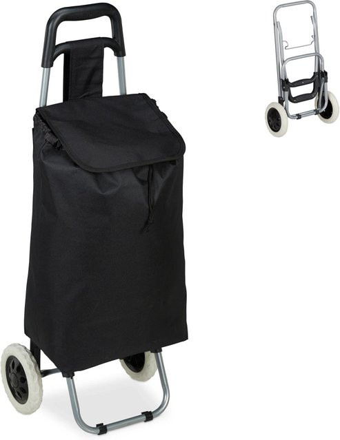 Relaxdays Einkaufstrolley aus Stoff und Stahl in Schwarz, faltbar, H: 91 cm, B: 40 cm, T: 30 cm - Bild 1